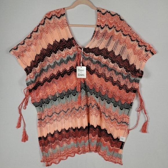 Davi & Dani Under Cover Swim Cover-up Crochet Boho Women’s Pink Combo Sz 2XL NWT - Picture 1 of 8